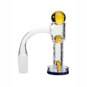 14mm Blue Bottom Quartz Banger with Marble Ball Top