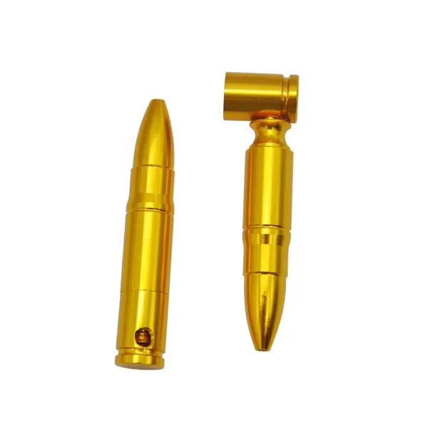 2PCS Golden Bullet Aluminum Alloy Smoking Pipe - Image 3