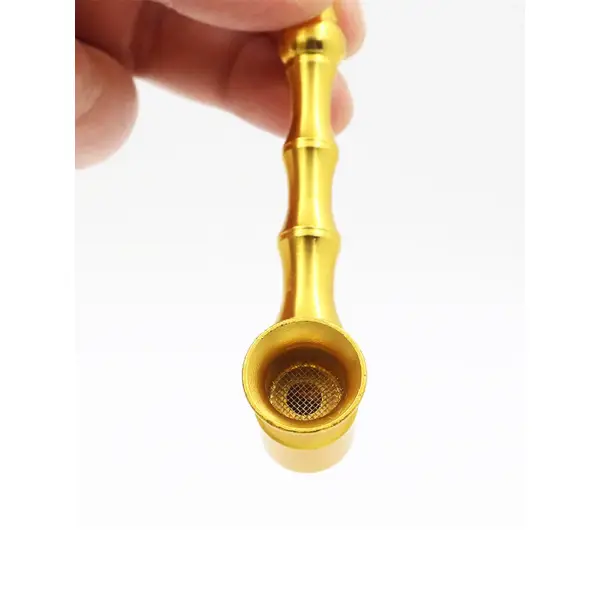 2PCS Golden Saxophone Shape Metal Smoking Pipe with Screen - Image 4