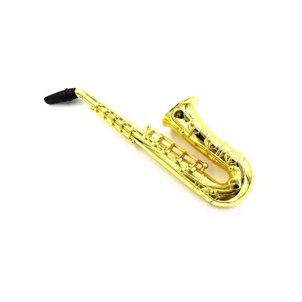 2PCS Golden Saxophone Shape Metal Smoking Pipe with Screen