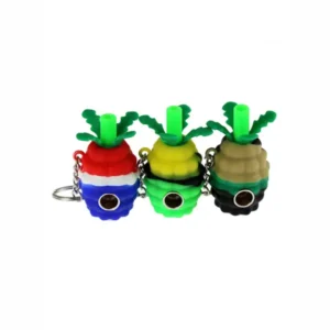 3-inch Mini Pineapple Keychain Silicone Smoking Pipe with Metal Bowl