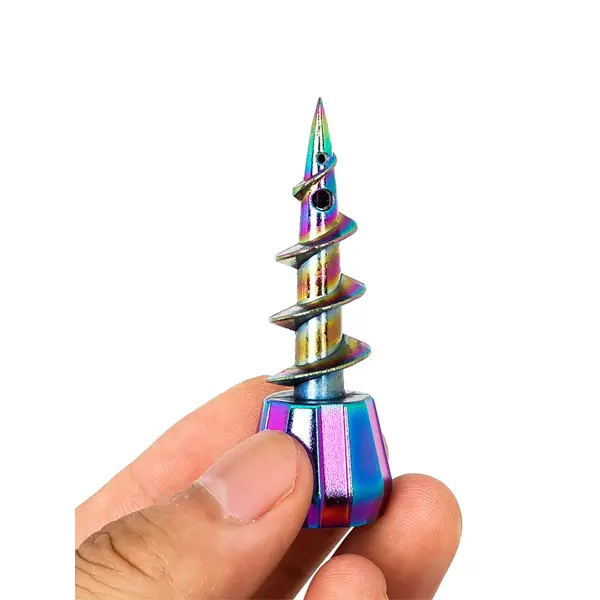 Glass Bottle Style Water Pipe with Spiral Metal Bowl - Image 4