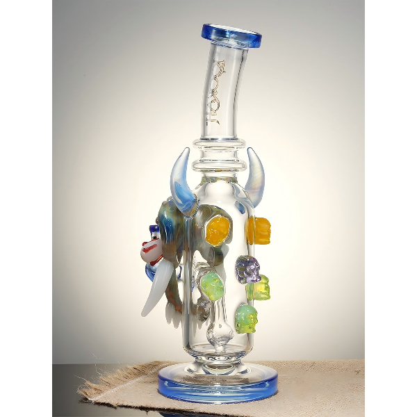 Lookah 9.5" Small Cool Bull Horn Mask Glass Bong - Image 3