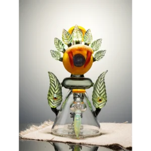 Lookah 9.5" Small Cool Three-eyed hemp leaf Beaker Glass Bong