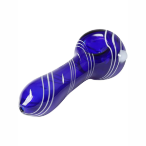 Patterned Colored Glass Spoon Pipe with White Stripes