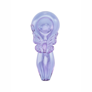 Purple Girly Butterfly Glass Spoon Pipe