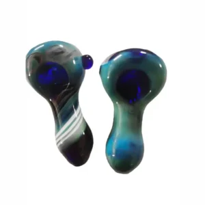 Smoked Silver Mixed Color Glass Spoon Pipe