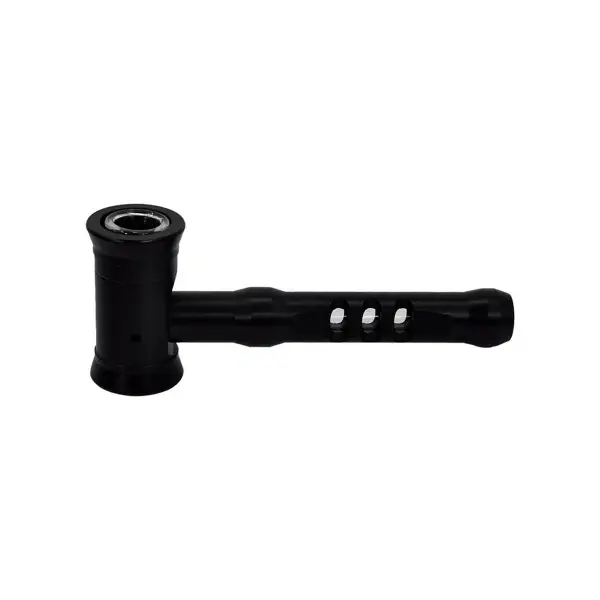 Hammer-shaped Metal Hand Pipe with Glass Bowl - Image 2